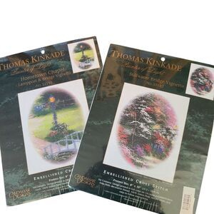 2 Vintage Candamar Designs, Thomas Kinkade Cross Stitch Kits